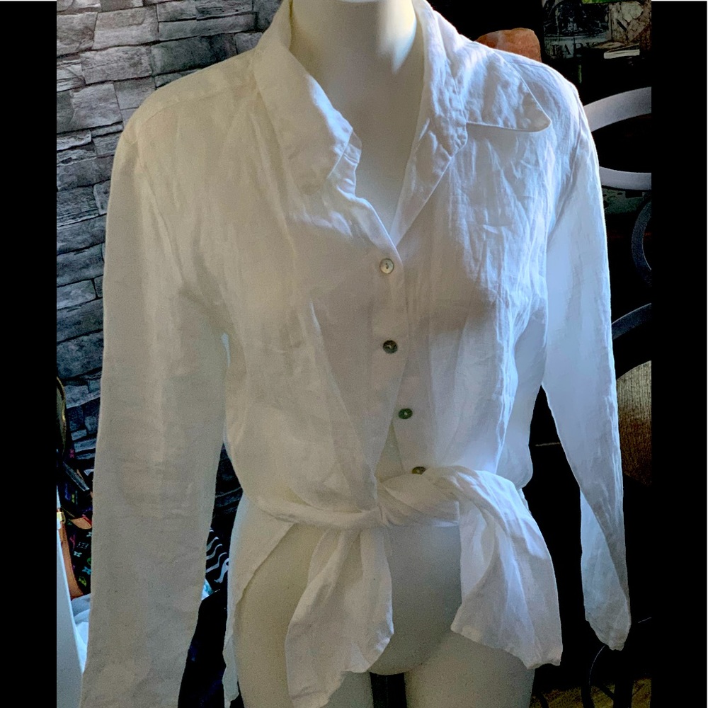 One new without tags white linen blouse